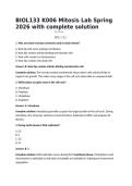 BIOL133 K006 Mitosis Lab Spring 2026 with complete solution