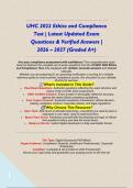UHC 2022 Ethics and Compliance Test &vert; Latest Updated Exam Questions & Verified Answers &vert; 2026 &ndash; 2027 &lpar;Graded A&plus;&rpar;&NewLine;