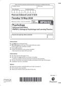 Pearson Edexcel Level 3 GCE  &lpar; 8PS0&sol;02 &rpar; Psychology  Advanced Subsidiary  PAPER 2&colon; Biological Psychology and Learning Theories&NewLine;Question paper June 2026