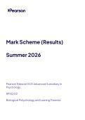 Pearson Edexcel GCE Advanced Subsidiary In&NewLine;Psychology&NewLine;&lpar;8PSO&sol;02&rpar;&NewLine;paper 2&colon;Biological Pshychology and Leaning Theories&NewLine;Mark Scheme &NewLine;Summer 2026