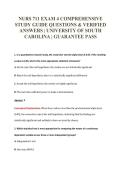 NURS 711 EXAM 4 COMPREHENSIVE&NewLine;STUDY GUIDE QUESTIONS & VERIFIED&NewLine;ANSWERS &vert; UNIVERSITY OF SOUTH&NewLine;CAROLINA &vert; GUARANTEE PASS