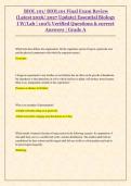 BIOL 101&sol; BIOL101 Final Exam Review &NewLine;&lpar;Latest 2026&sol; 2027 Update&rpar; Essential Biology &NewLine;I W&sol;Lab &vert; 100&percnt; Verified Questions & correct &NewLine;Answers &vert; Grade A
