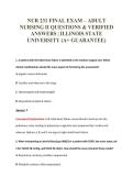 NUR 231 FINAL EXAM &ndash; ADULT&NewLine;NURSING II QUESTIONS & VERIFIED&NewLine;ANSWERS &vert; ILLINOIS STATE&NewLine;UNIVERSITY &lpar;A&plus; GUARANTEE&rpar;