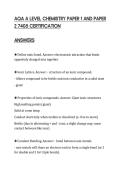 AQA A LEVEL CHEMISTRY PAPER 1 AND PAPER&NewLine;2 7405 CERTIFICATION