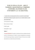 NUR 231 FINAL EXAM &ndash; ADULT&NewLine;NURSING I QUESTIONS & VERIFIED&NewLine;ANSWERS &vert; ILLINOIS STATE&NewLine;UNIVERSITY &lpar;A&plus; GUARANTEE&rpar;