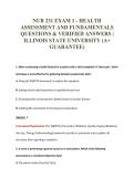 NUR 231 EXAM 1 - HEALTH&NewLine;ASSESSMENT AND FUNDAMENTALS&NewLine;QUESTIONS & VERIFIED ANSWERS &vert;&NewLine;ILLINOIS STATE UNIVERSITY &lpar;A&plus;&NewLine;GUARANTEE&rpar;