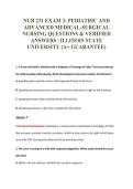 NUR 231 EXAM 3&colon; PEDIATRIC AND&NewLine;ADVANCED MEDICAL-SURGICAL&NewLine;NURSING QUESTIONS & VERIFIED&NewLine;ANSWERS &vert; ILLINOIS STATE&NewLine;UNIVERSITY &lpar;A&plus; GUARANTEE&rpar;