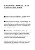 AQA A LEVEL GEOGRAPHY 7037 2 ACTUAL&NewLine;EXAM PAPER QUESTIONS WITH