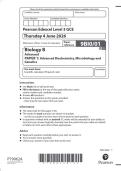 Pearson Edexcel Level 3 GCE  &lpar; 9BI0&sol;01 &rpar; Biology B&NewLine;Advanced&NewLine;PAPER 1&colon; Advanced Biochemistry&comma; Microbiology and&NewLine;Genetics&NewLine;Question paper June 2026