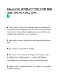 AQA A LEVEL GEOGRAPHY 7037 2 TEST BANK&NewLine;QUESTIONS WITH SOLUTIONS