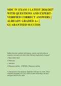 MDC IV EXAM 1 LATEST 2026&sol;2027 &NewLine;WITH QUESTIONS AND EXPERT&NewLine;VERIFIED CORRECT ANSWERS &vert; &NewLine;ALREADY GRADED A&plus; &vert; &NewLine;GUARANTEED SUCCESS 