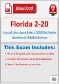 Florida 2-20 General Lines Agent License Exam 2026 &vert; Practice Questions&comma; Correct Answers  &vert; Property & Casualty Insurance Exam Prep