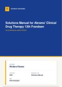 Solutions Manual for Abrams- Clinical Drug Therapy 13th Frandsen&period;pdf