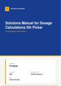 Solutions Manual for Dosage Calculations 5th Pickar