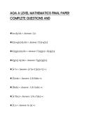 AQA A LEVEL MATHEMATICS FINAL PAPER&NewLine;COMPLETE QUESTIONS AND