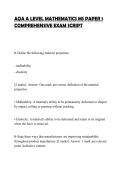 AQA A LEVEL MATHEMATICS MS PAPER 1&NewLine;COMPREHENSIVE EXAM SCRIPT