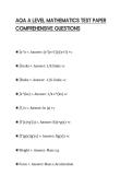 AQA A LEVEL MATHEMATICS TEST PAPER&NewLine;COMPREHENSIVE QUESTIONS