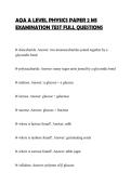 AQA A LEVEL PHYSICS PAPER 2 MS&NewLine;EXAMINATION TEST FULL QUESTIONS