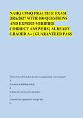NAHQ CPHQ PRACTICE EXAM &NewLine;2026&sol;2027 WITH 100 QUESTIONS &NewLine;AND EXPERT-VERIFIED &NewLine;CORRECT ANSWERS &vert; ALREADY &NewLine;GRADED A&plus; &vert; GUARANTEED PASS