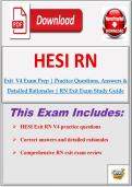 HESI RN Exit Exam V1 &comma;V2&comma;V3&comma;V4with NGN &vert; Comprehensive Nursing Exam Prep &vert; Practice Questions&comma; Answers & Rationales