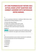 ATI CMS PHARMACOLOGY RETAKE 2023 ACTUAL EXAM LATEST QUESTION AND CORRECT ANSWERS WITH RATIONALES RATED AGRADE&period;