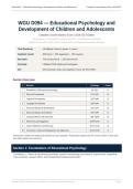 WGU D094 EDUCATIONAL PSYCHOLOGY ACTUAL EXAM 2026&sol;2027 &vert; Complete Study Guide &vert; Development of Children & Adolescents &vert; Pass Guaranteed - A&plus; Graded&NewLine;&NewLine;