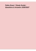  Patho Exam 1 Study Guide Questions & Answers 2026&ndash;2027 &ndash; Comprehensive Pathophysiology Review&comma; Practice Questions&comma; Key Concepts&comma; and Exam Preparation