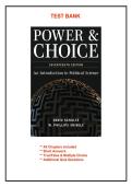 Test Bank &ndash; Power & Choice&colon; An Introduction to Political Science&comma; 16th Edition by David Schultz