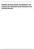 Pediatric Nursing Growth&comma; Development & Clinical Care Essentials &vert; Erikson & Piaget&comma; Developmental Milestones&comma; Pediatric Vital Signs&comma; Pain Scales&comma; Play&comma; Fontanels & Growth Charts &vert; Exam Questions & Verified Answers&NewLine;