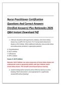 Nurse Practitioner Certification &NewLine;Questions And Correct Answers &NewLine;&lpar;Verified Answers&rpar; Plus Rationales 2026 &NewLine;Q&A Instant Download Pdf 