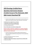 OCN Oncology Certified Nurse &NewLine;Questions And Correct Answers &NewLine;&lpar;Verified Answers&rpar; Plus Rationales 2026 &NewLine;Q&A Instant Download Pdf