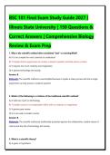 BSC 101 Final Exam Study Guide 2027 &vert; Illinois State University &vert; 150 Questions & Correct Answers &vert; Comprehensive Biology Review & Exam Prep