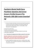 Psychiatric-Mental Health Nurse &NewLine;Practitioner Questions And Correct &NewLine;Answers &lpar;Verified Answers&rpar; Plus &NewLine;Rationales 2026 Q&A Instant Download &NewLine;Pdf
