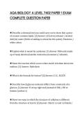 AQA BIOLOGY A LEVEL 7402 PAPER 1 EXAM&NewLine;COMPLETE QUESTION PAPER&NewLine;