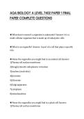 AQA BIOLOGY A LEVEL 7402 PAPER 1 FINAL&NewLine;PAPER COMPLETE QUESTIONS