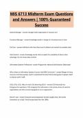 MIS 6713 Midterm Exam Questions&NewLine;and Answers &vert; 100&percnt; Guaranteed&NewLine;Success