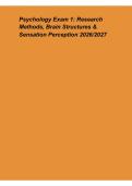 Psychology Exam 1 2026&ndash;2027 &ndash; Research Methods&comma; Brain Structures&comma; Sensation & Perception Study Guide and Exam Review