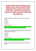 Walden NURS 3020 Pathophysiology Midterm Exam Practice Examination 2026&ndash;2027 &vert; Comprehensive Question Practice Test with Answers & Rationales&vert; Free Pdf Acces