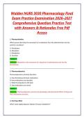 Walden NURS 3030 Pharmacology Final Exam Practice Examination 2026&ndash;2027 &vert; Comprehensive Question Practice Test with Answers & Rationales&vert; Free Pdf Access