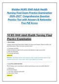 Walden NURS 3040 Adult Health Nursing Final Exam Practice Examination 2026&ndash;2027 &vert; Comprehensive Question Practice Test with Answers & Rationales&vert; Free Pdf Access