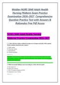 Walden NURS 3040 Adult Health Nursing Midterm Exam Practice Examination 2026&ndash;2027 &vert; Comprehensive Question Practice Test with Answers & Rationales&vert; Free Pdf Access