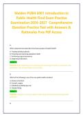 Walden PUBH 6001 Introduction to Public Health Final Exam Practice Examination 2026&ndash;2027 &vert; Comprehensive Question Practice Test with Answers & Rationales&vert; Free Pdf Access