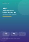D345 Psychopharmacology &ndash; Antidepressants & Mood Stabilizers Practice Test with Answers & Detailed Explanations