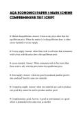 AQA ECONOMICS PAPER 3 MARK SCHEME&NewLine;COMPREHENSIVE TEST SCRIPT