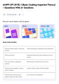 AMPP CIP LEVEL 1 &lpar;Basic Coating Inspector Theory&rpar;&NewLine;&ndash; Questions With A&plus; Solutions