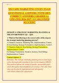 MGT 6201 Marketing Study Exam Prep 2026-2027&colon; 160&plus; Questions & Answers with 100&percnt; Correct Rationales on Strategic Planning&comma; Consumer Behavior&comma; STP&comma; Product&comma; Pricing&comma; Distribution & Marketing Communications &vert; Graded A&plus; Guaranteed Pass