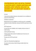 COMPREHENSIVE WIZZ AIR INITIAL TRAINING & AVIATION SAFETY COURSE QUESTIONS AND ANSWERS LATEST UPDATED 2026&sol;2027 ALL ANSWERS 100&percnt; ACCURATE BEST GRADED A&plus; FOR SUCCESS