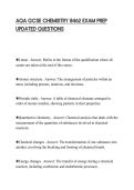 AQA GCSE CHEMISTRY 8462 EXAM PREP&NewLine;UPDATED QUESTIONS