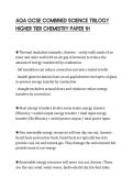 AQA GCSE COMBINED SCIENCE TRILOGY&NewLine;HIGHER TIER CHEMISTRY PAPER 1H