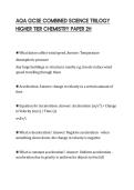 AQA GCSE COMBINED SCIENCE TRILOGY&NewLine;HIGHER TIER CHEMISTRY PAPER 2H
